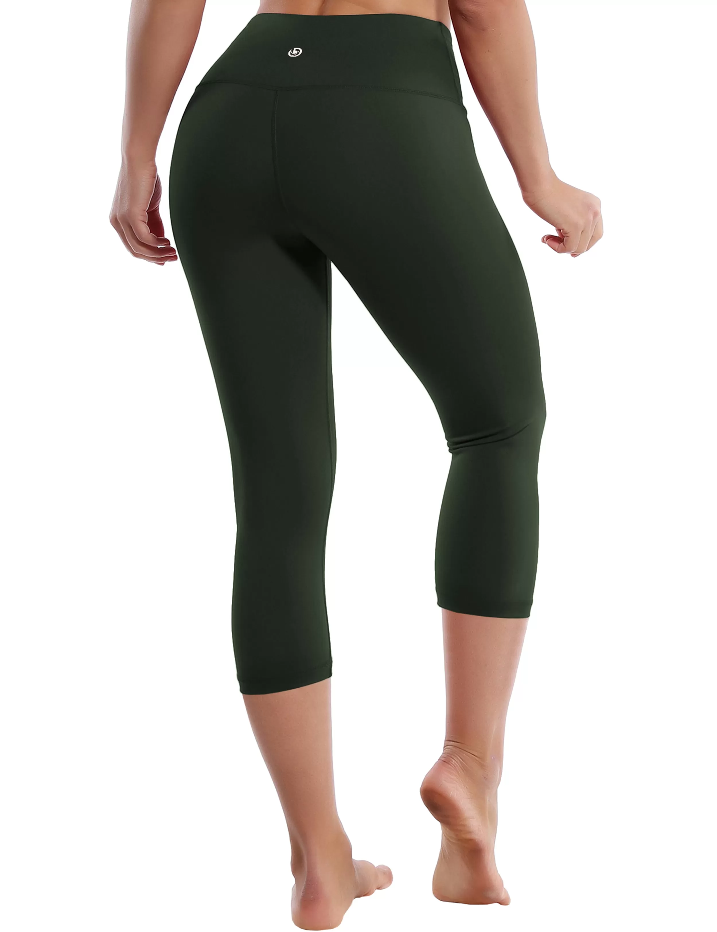 19 High Waist Crop Tight Capris olivegray_yogastudio