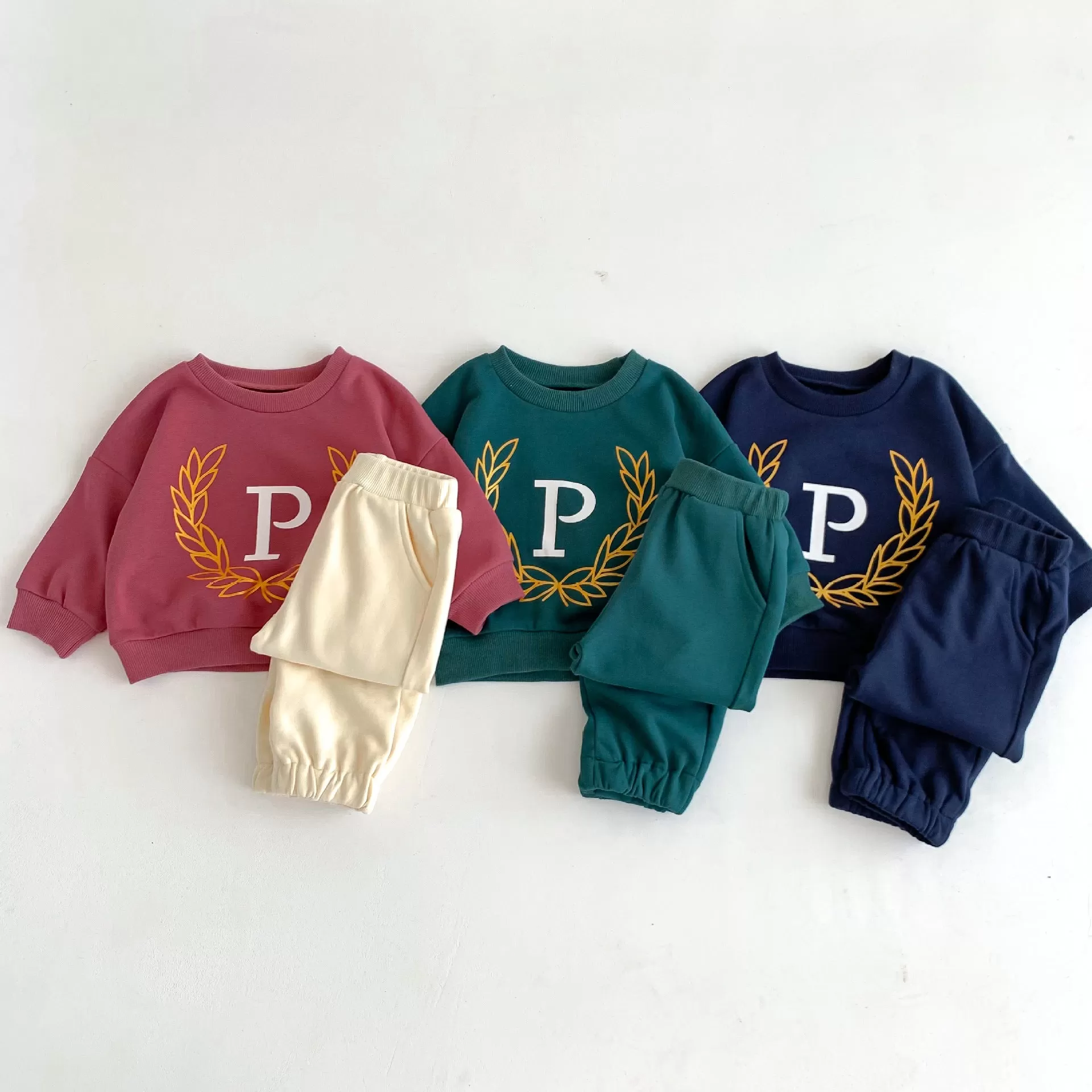 2 Pieces Set Baby Kid Girls Boys Sports Letters Hoodies Sweatshirts And Solid Color Pants Wholesale 23101909