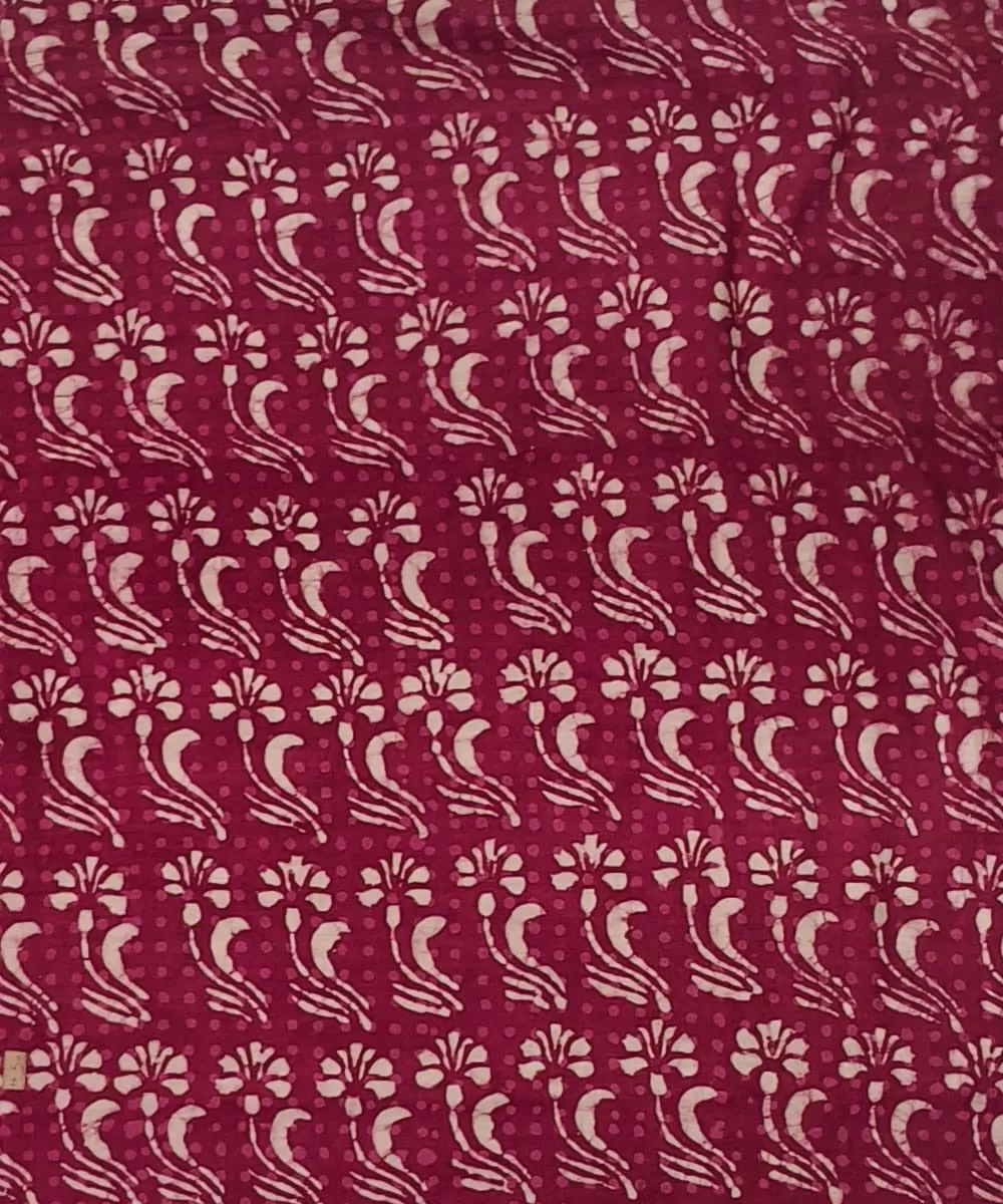 2.5m Maroon handblock printed cotton sanganeri print kurta material