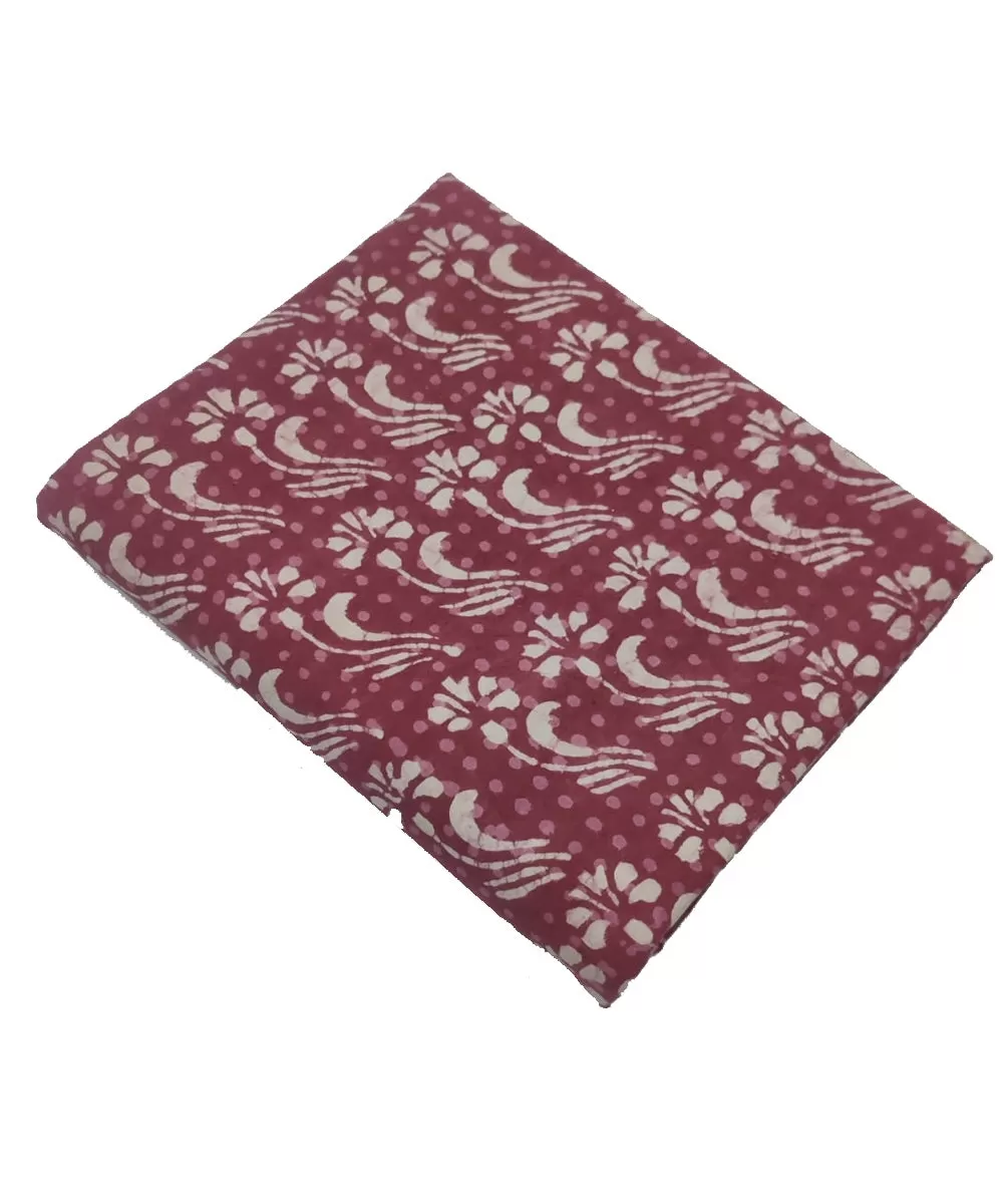 2.5m Maroon handblock printed cotton sanganeri print kurta material