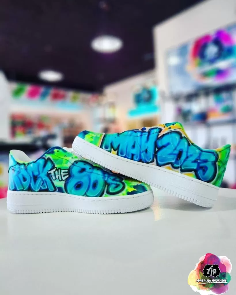 Airbrush Custom Rock the 80's Shoe Design