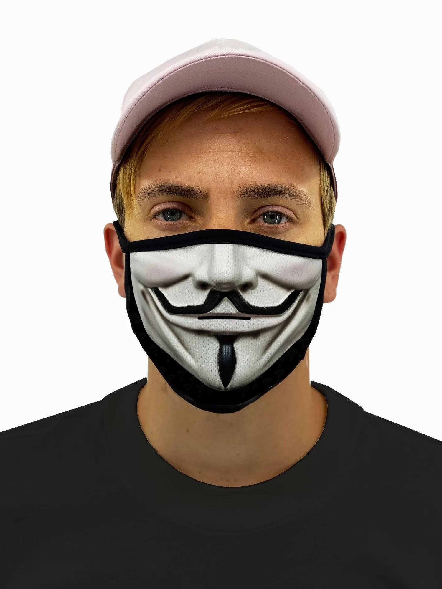 Anonymous Face Mask, Guy Fawkes Face Cover with Filter Pocket