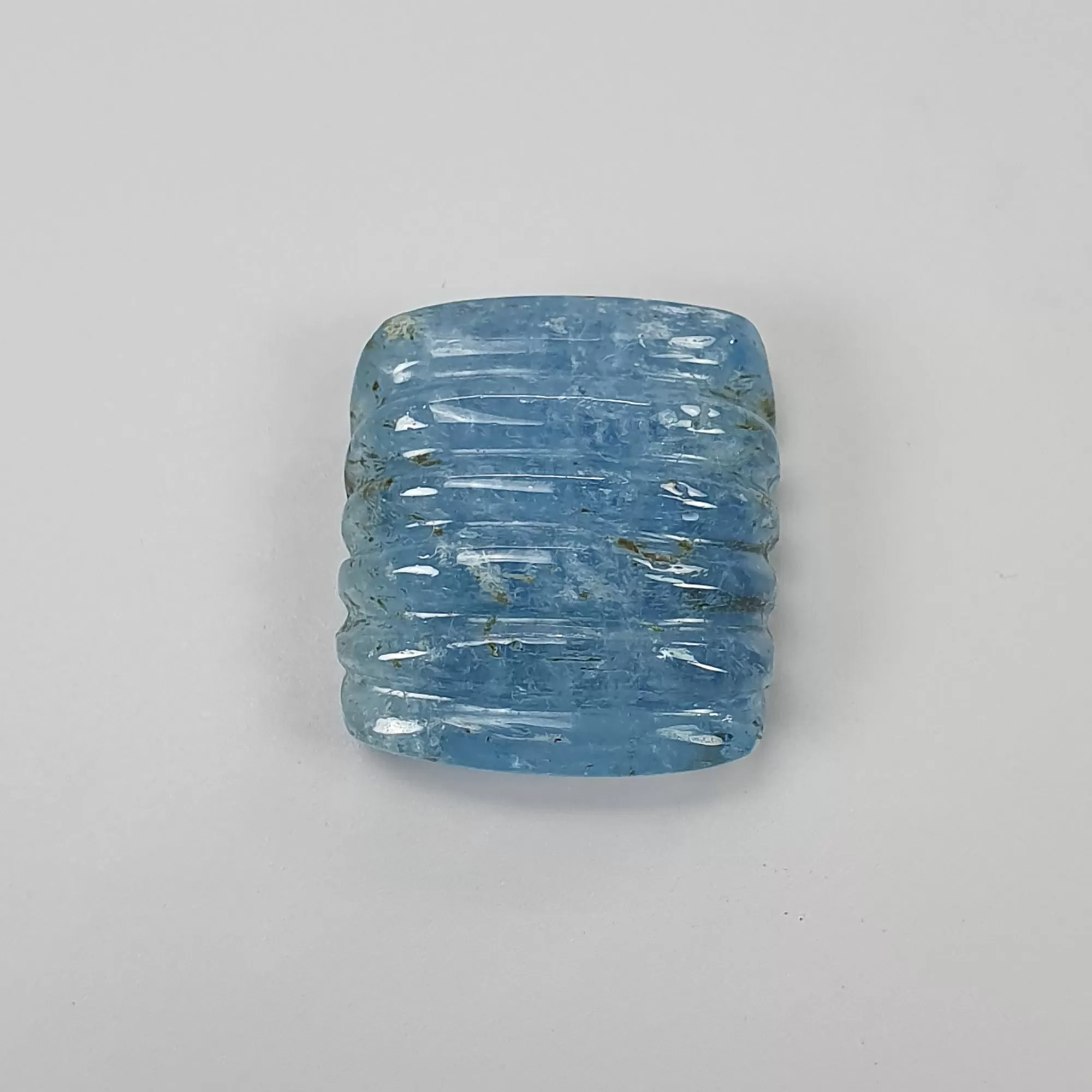 AQUAMARINE Gemstone Carving  : 21.85cts Natural Untreated Blue Aqua Hand Carved Cushion Shape 18.5*17mm