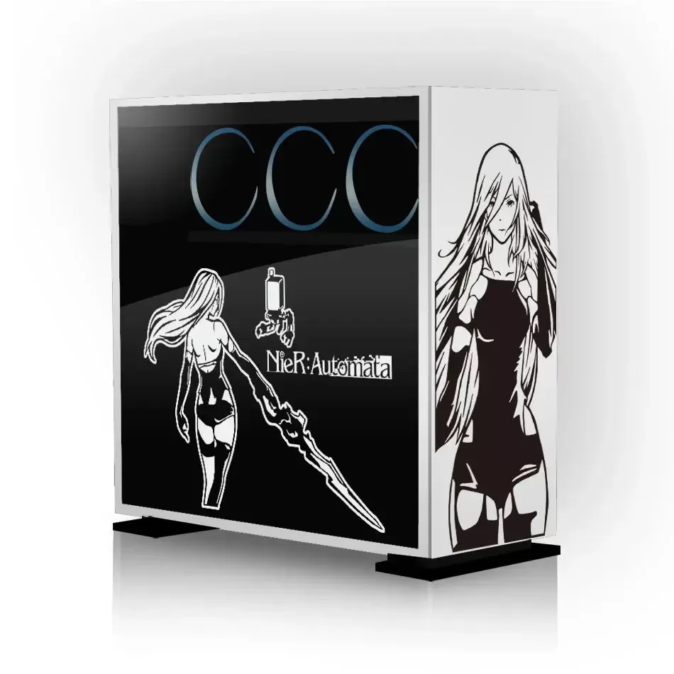 Automata ATX Gaming PC Case Sticker Middle Tower Computer Decorative Sticker Anime Removable Waterproof Sticker