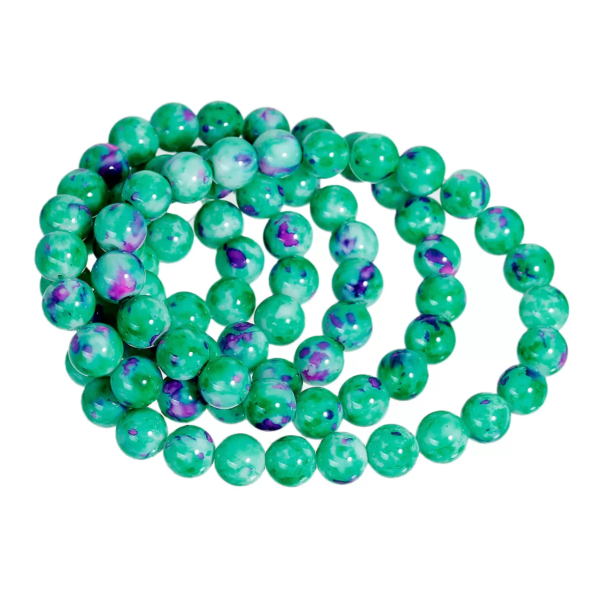 Beads Glass Round Floral 10mm Strand 15.5 Green