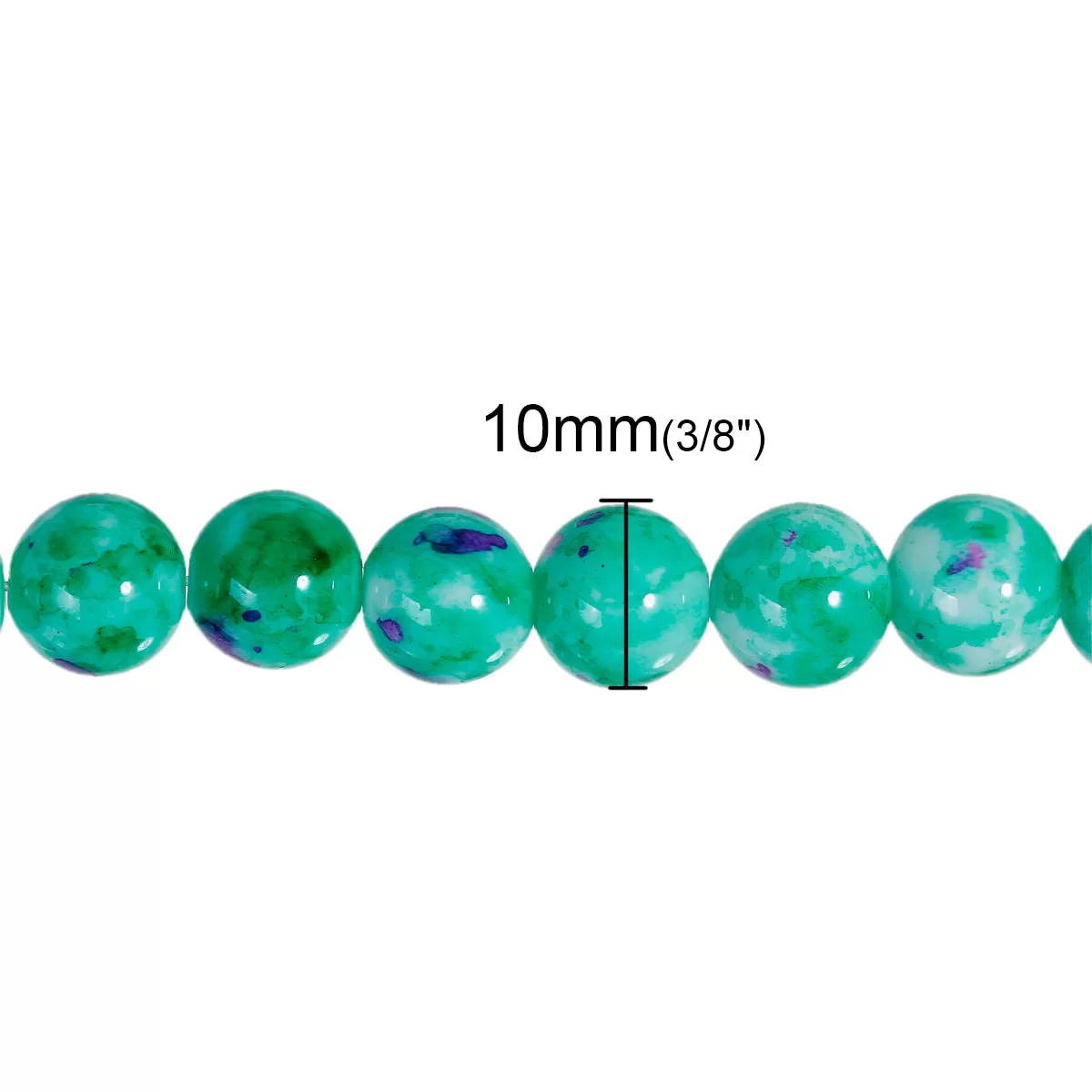 Beads Glass Round Floral 10mm Strand 15.5 Green