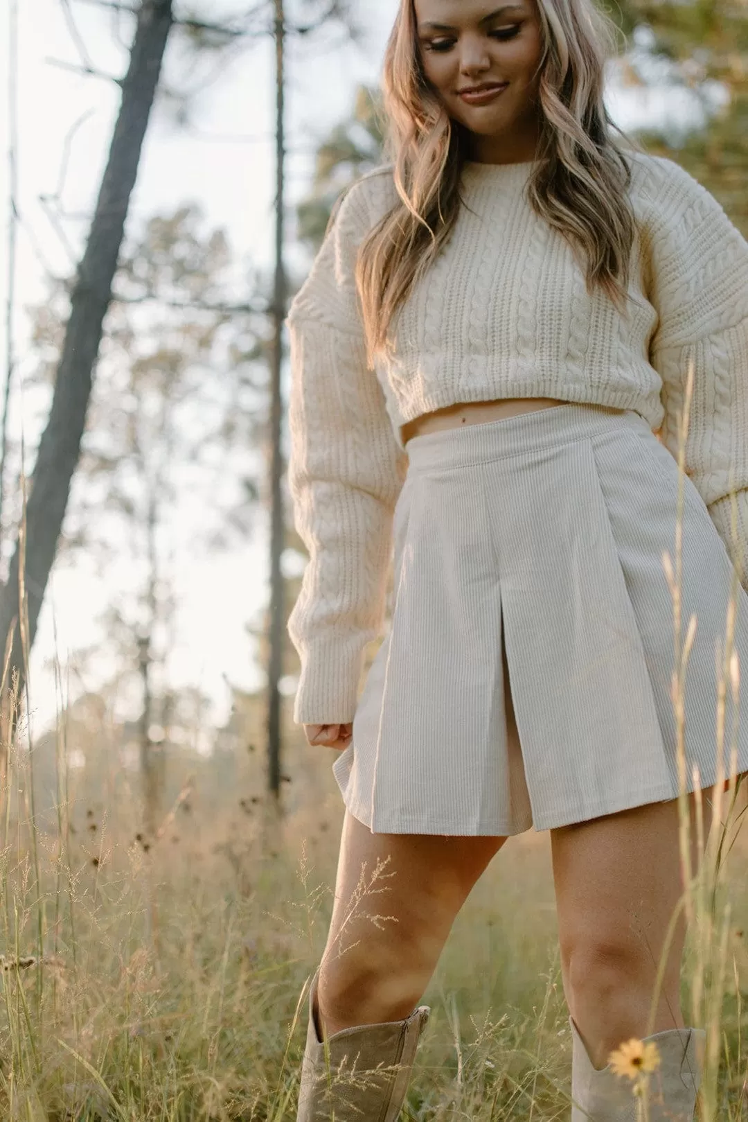 Beige Corduroy Tennis Shorts