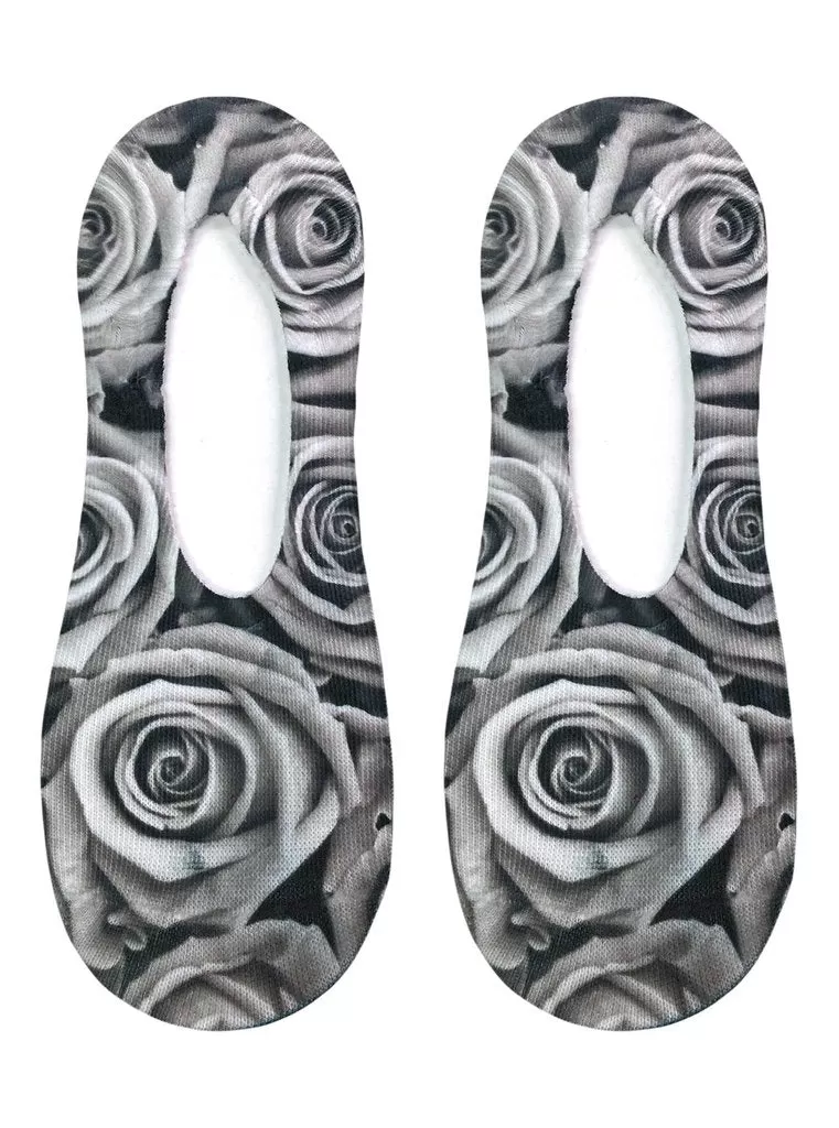 Black and White Roses Liner Socks