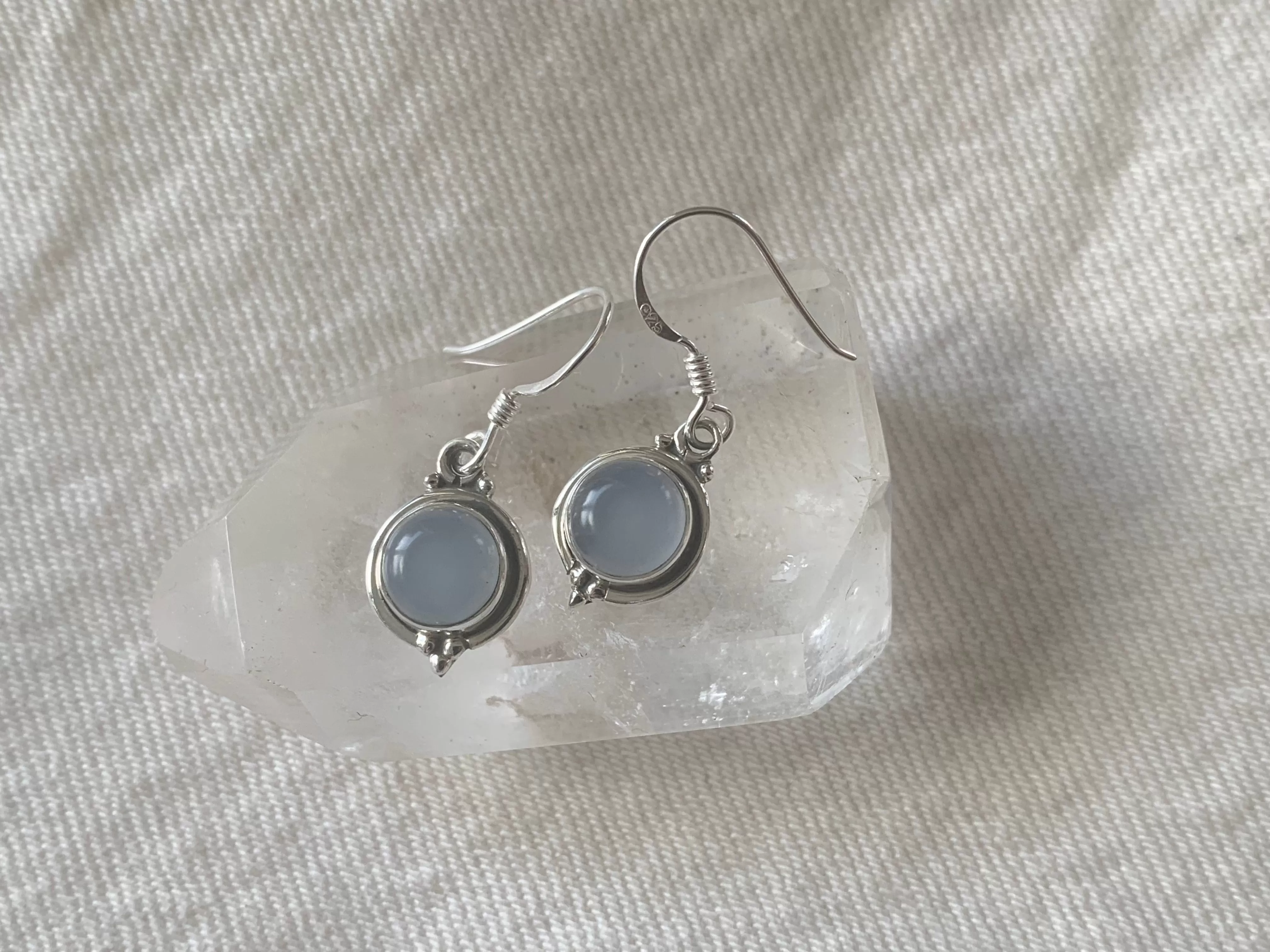 Blue Chalcedony Ari Dot Earrings