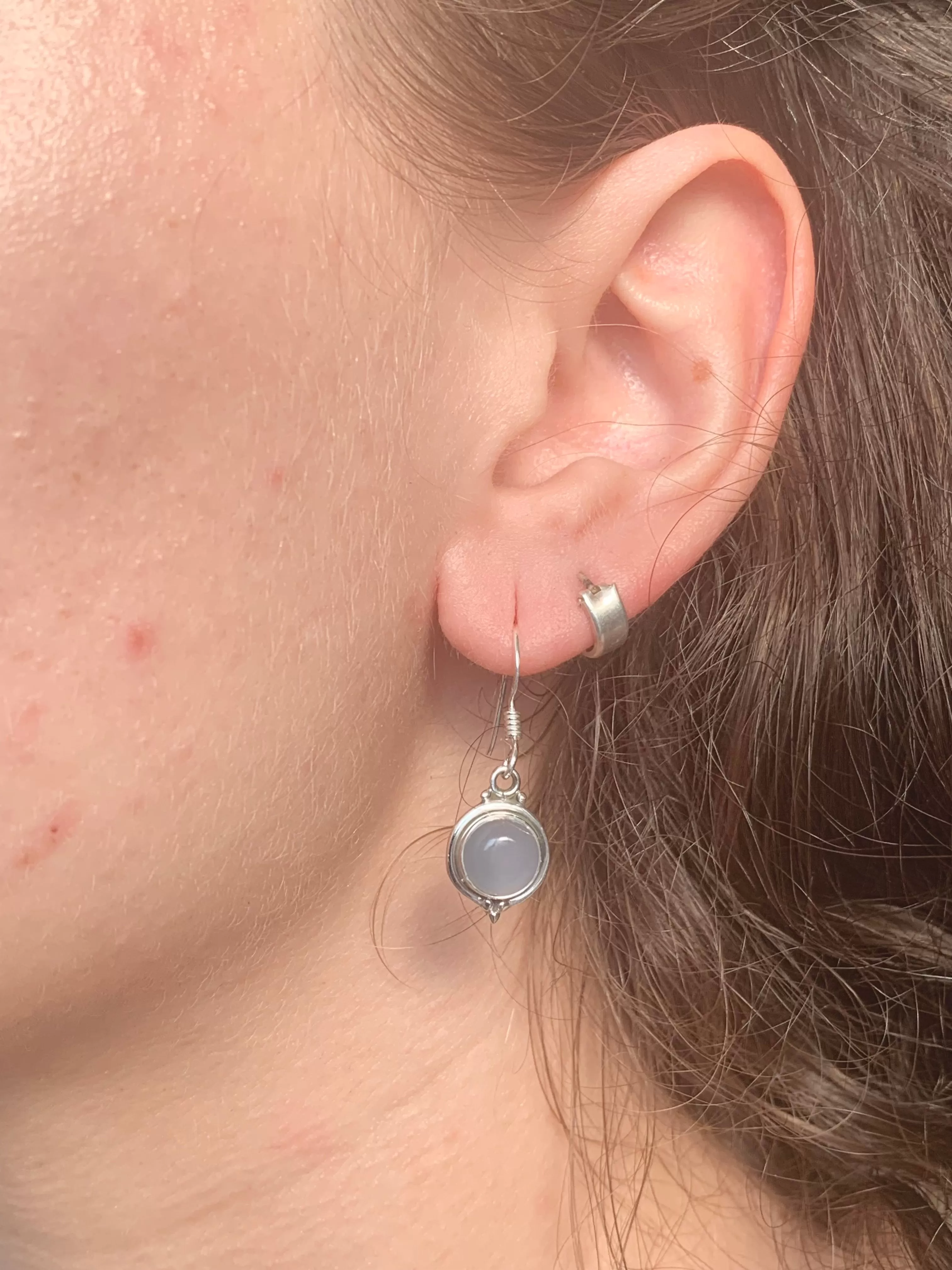 Blue Chalcedony Ari Dot Earrings