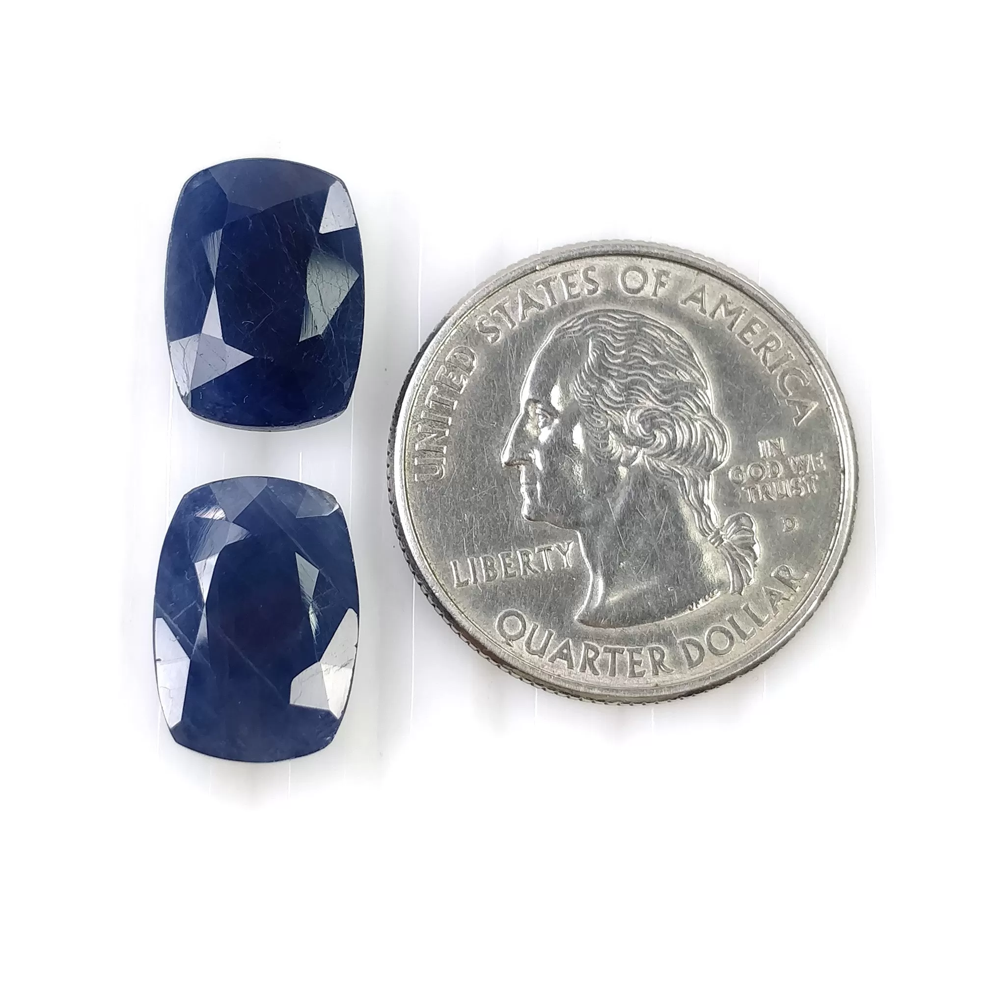 BLUE SAPPHIRE Gemstone Normal Cut : 16.20cts Natural Untreated Unheated Sapphire Cushion Shape 14*10mm Pair