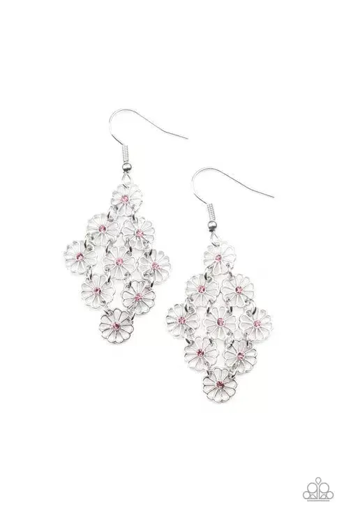 Bustling Blooms Purple Earrings - Paparazzi Accessories