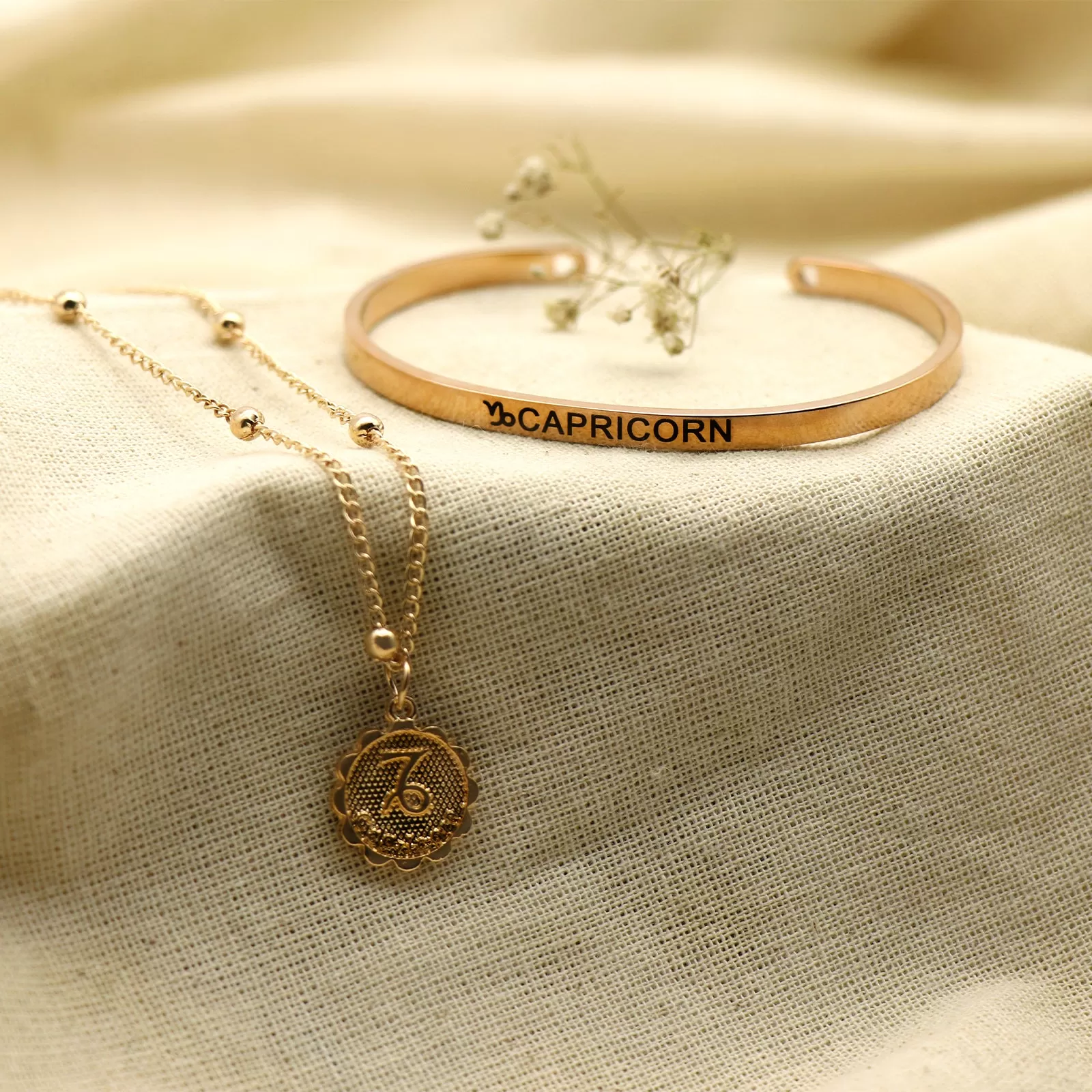 Capricorn Zodiac Bracelet & Necklace Set