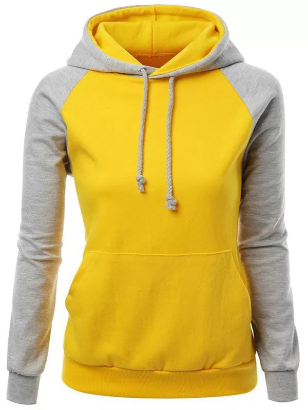 Casual Color Collision Hooded Sweatshirt