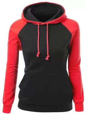 Casual Color Collision Hooded Sweatshirt