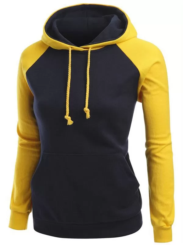 Casual Color Collision Hooded Sweatshirt