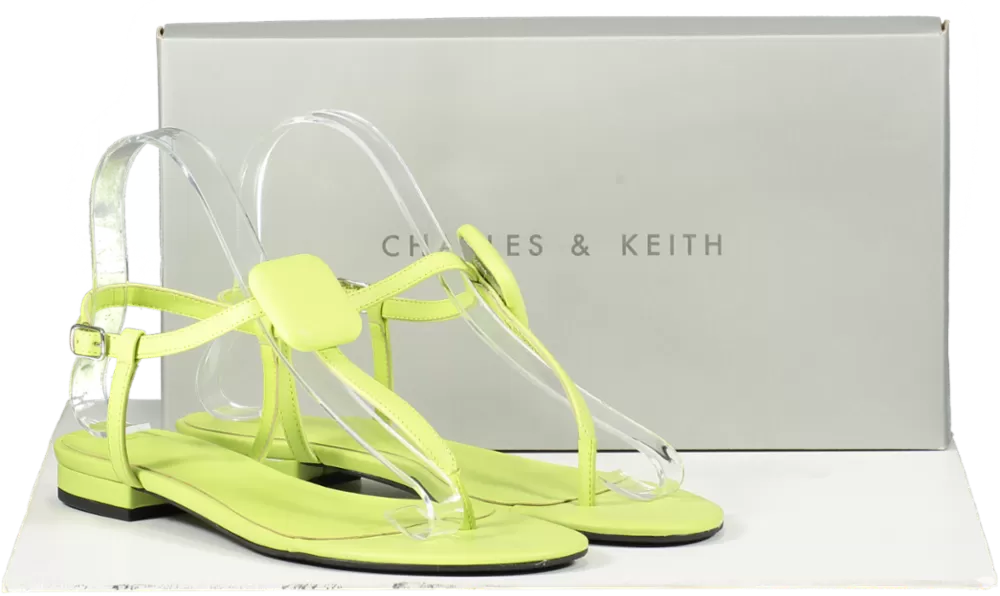 Charles & Keith Green Koa Thong Sandals UK 4 EU 37 👠