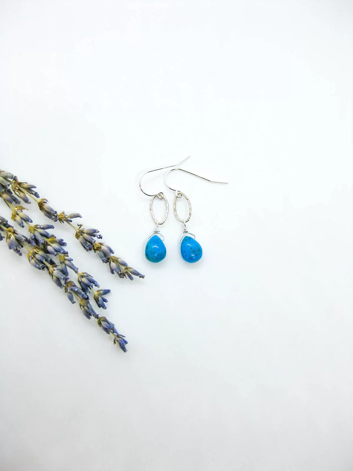 Chrysanthe: Blue Turquoise Earrings - e745