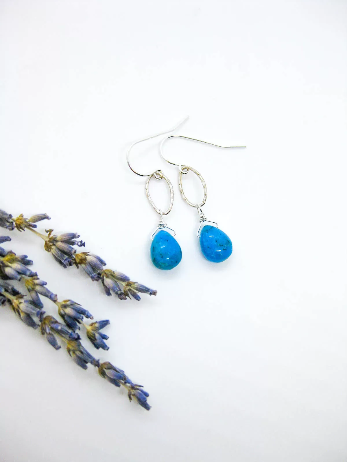 Chrysanthe: Blue Turquoise Earrings - e745