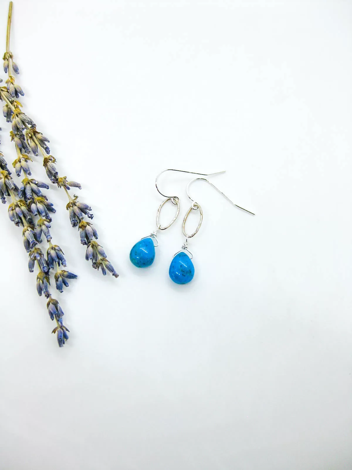 Chrysanthe: Blue Turquoise Earrings - e745