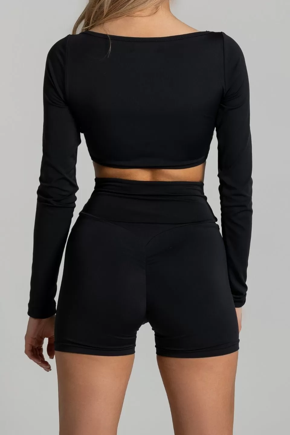 Crop Top z dugim rkawem PATRICIA - czarny sportowy