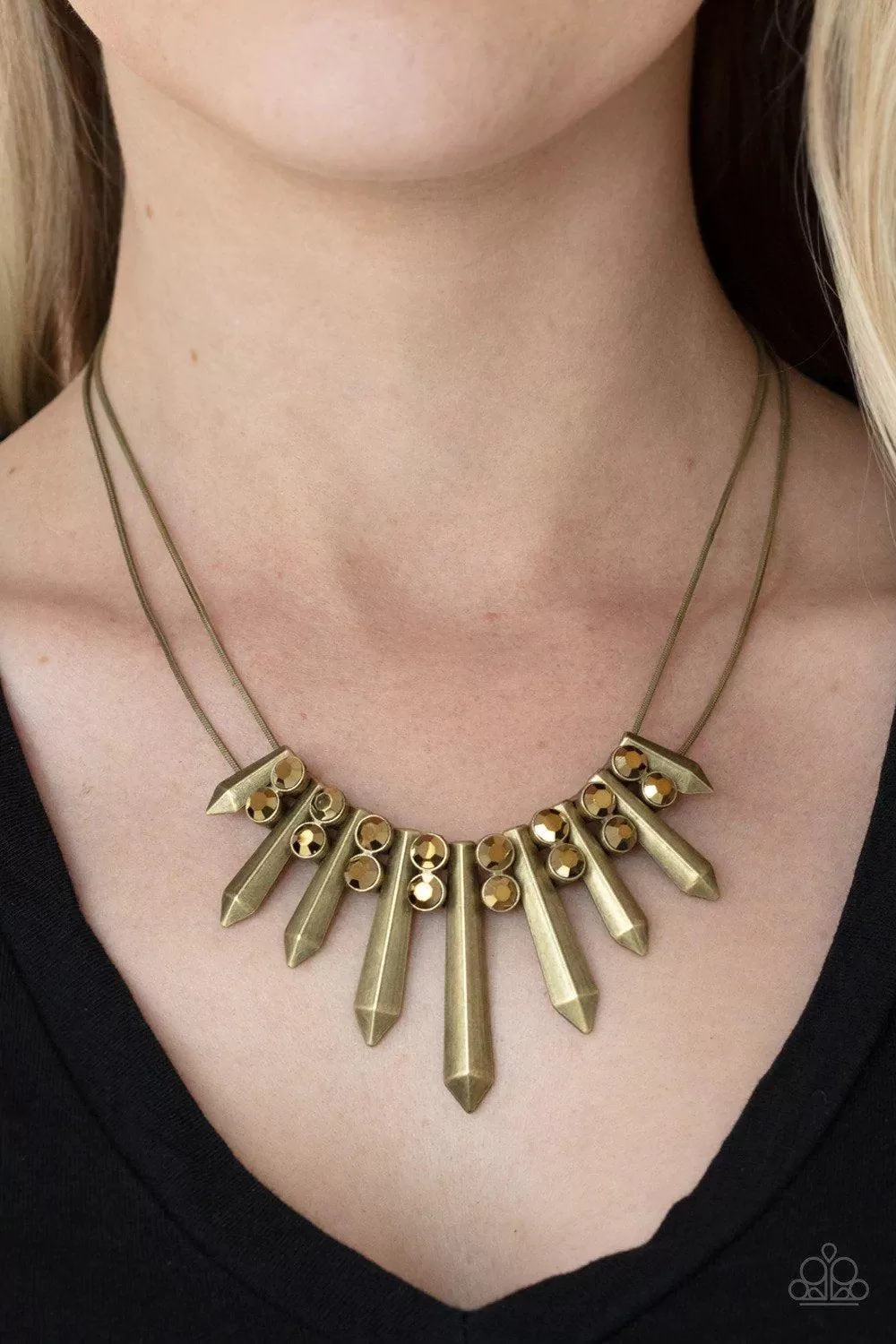 Dangerous Dazzle Brass Necklace - Paparazzi Accessories