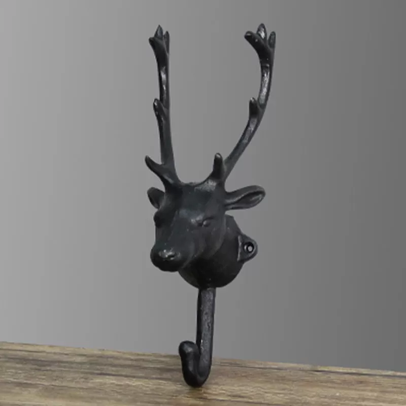 Decorative Deer Head Wall Mount Rack Stylish Cast Iron Hanger Hook