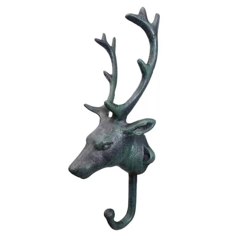 Decorative Deer Head Wall Mount Rack Stylish Cast Iron Hanger Hook