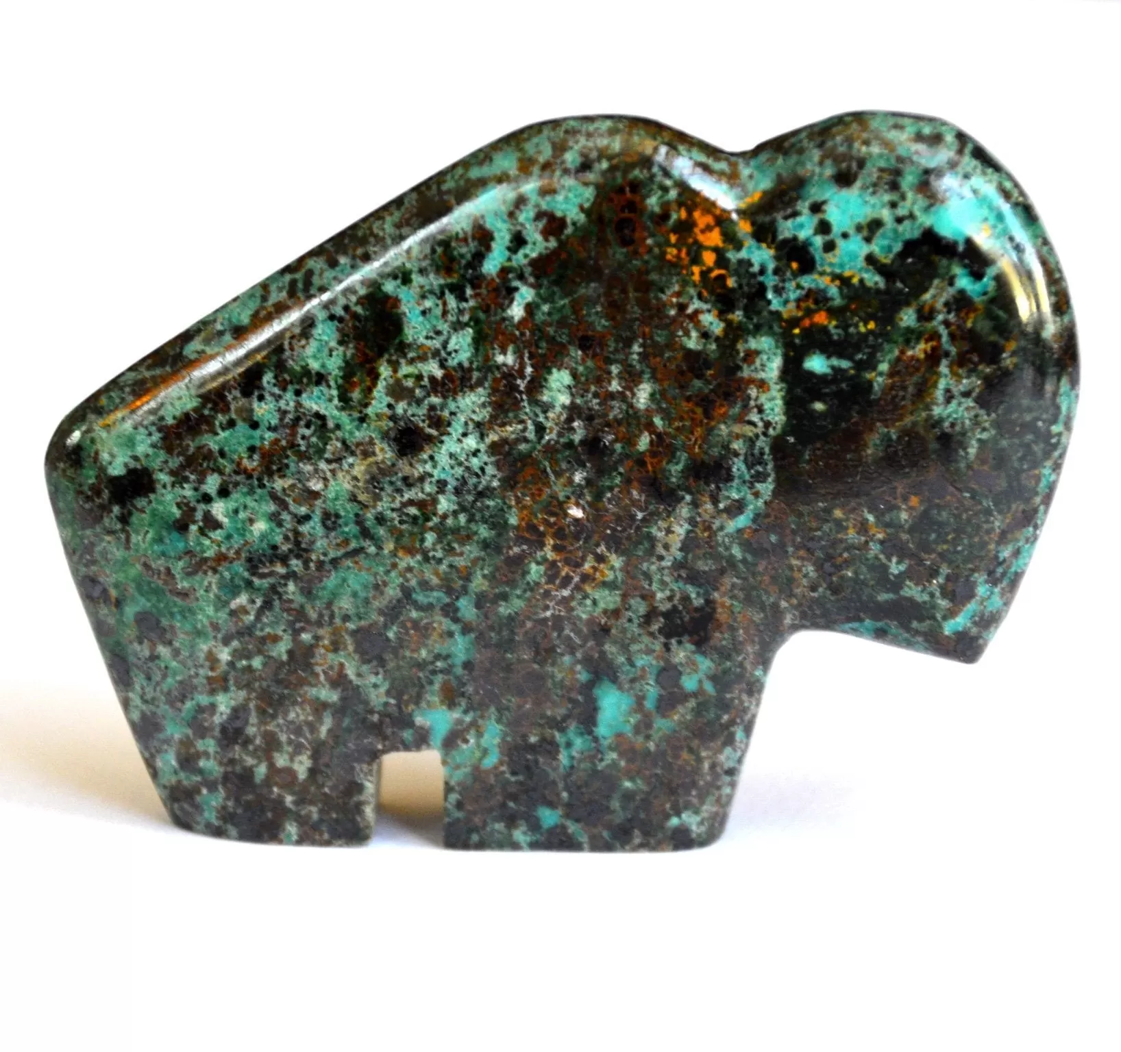 Down to Earth Chrysocolla Buffalo Carving