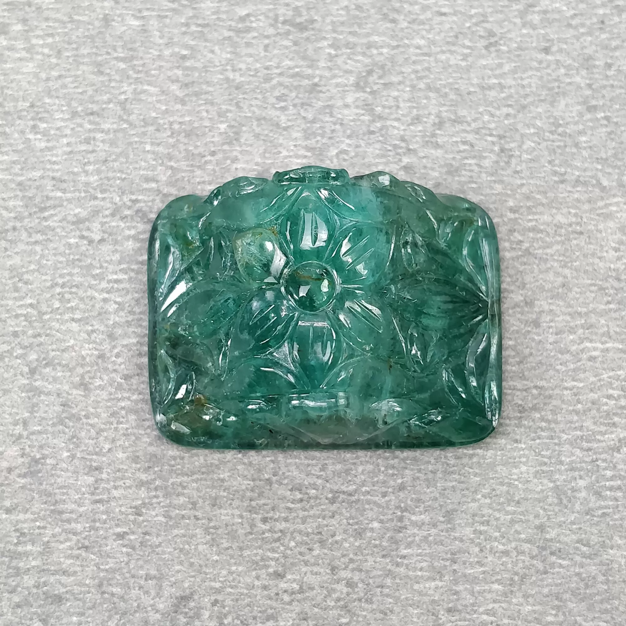 EMERALD Gemstone Carving : 34.60cts Natural Untreated Unheated Green Emerald Both Side Hand Carved Uneven Shape 24*18mm