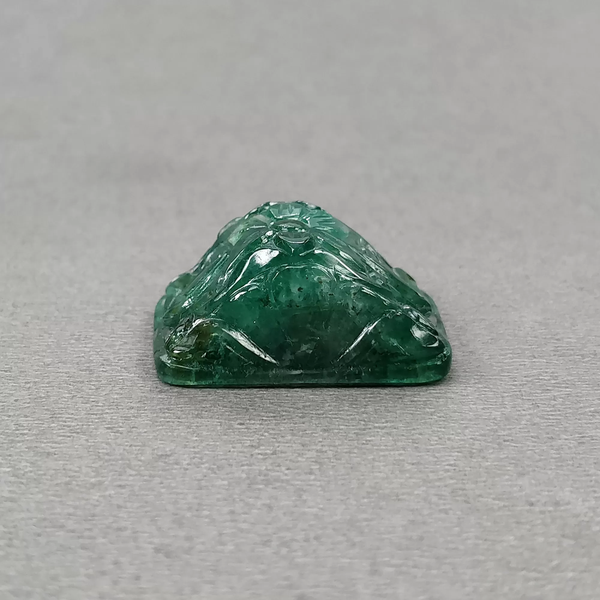 EMERALD Gemstone Carving : 34.60cts Natural Untreated Unheated Green Emerald Both Side Hand Carved Uneven Shape 24*18mm