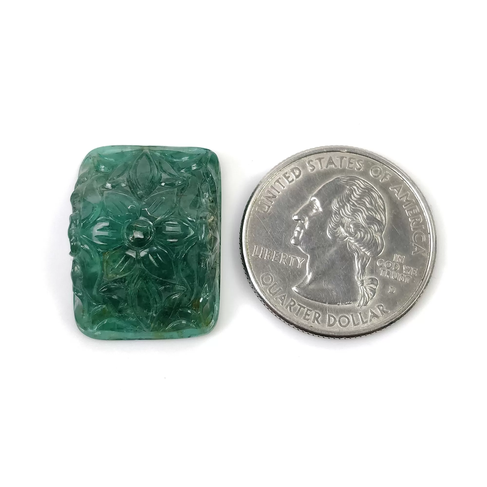 EMERALD Gemstone Carving : 34.60cts Natural Untreated Unheated Green Emerald Both Side Hand Carved Uneven Shape 24*18mm