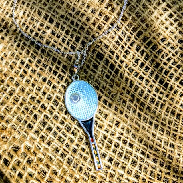 Enamel Tennis Racquet Pendant