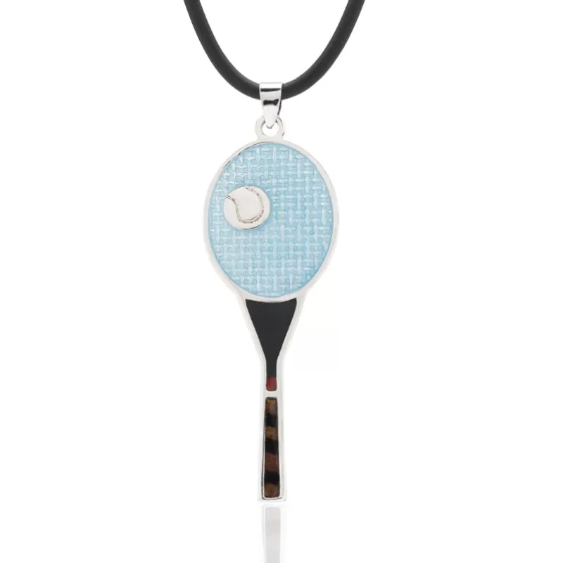 Enamel Tennis Racquet Pendant