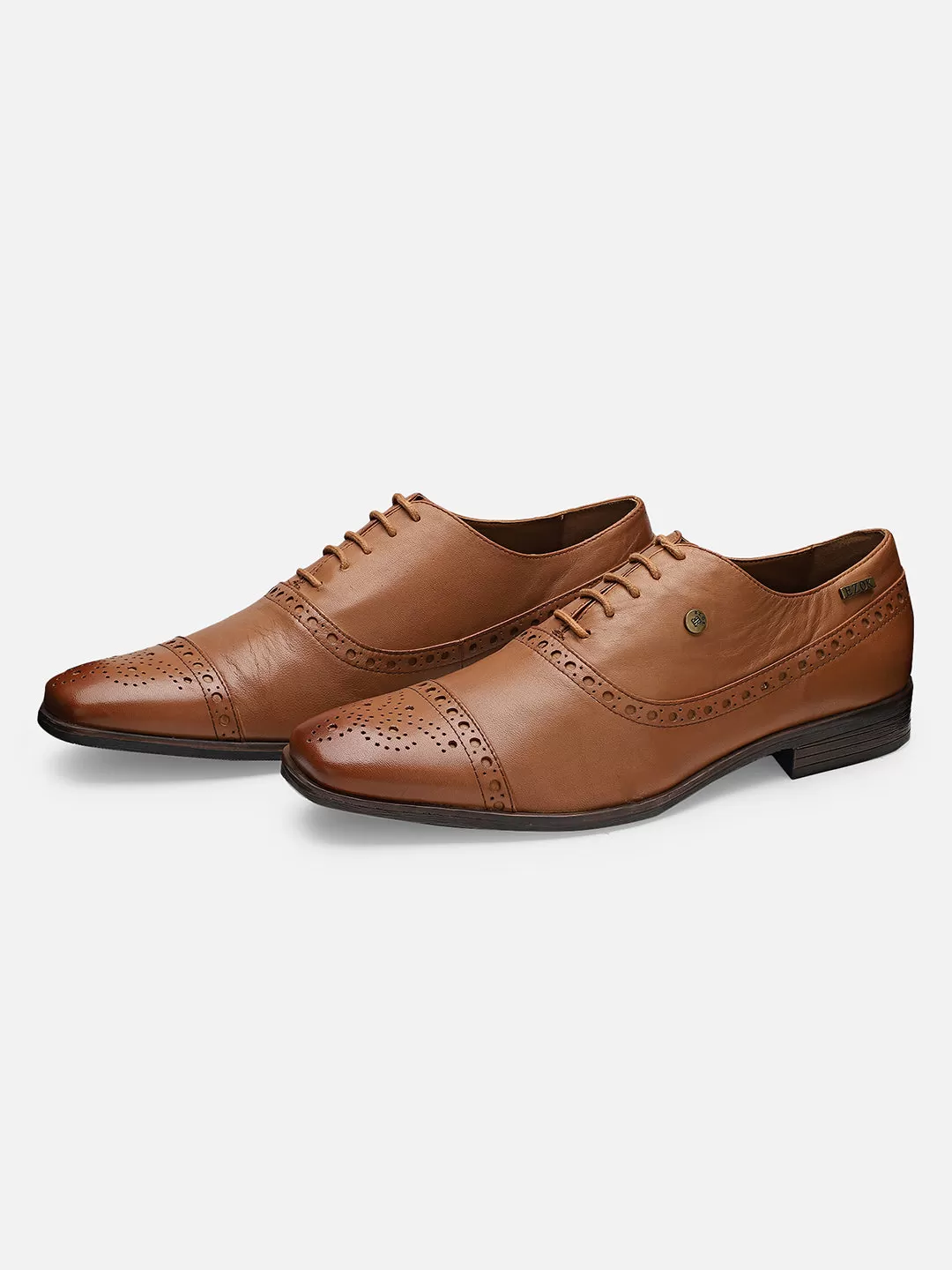 Ezok Men Tan Leather Formal Shoes