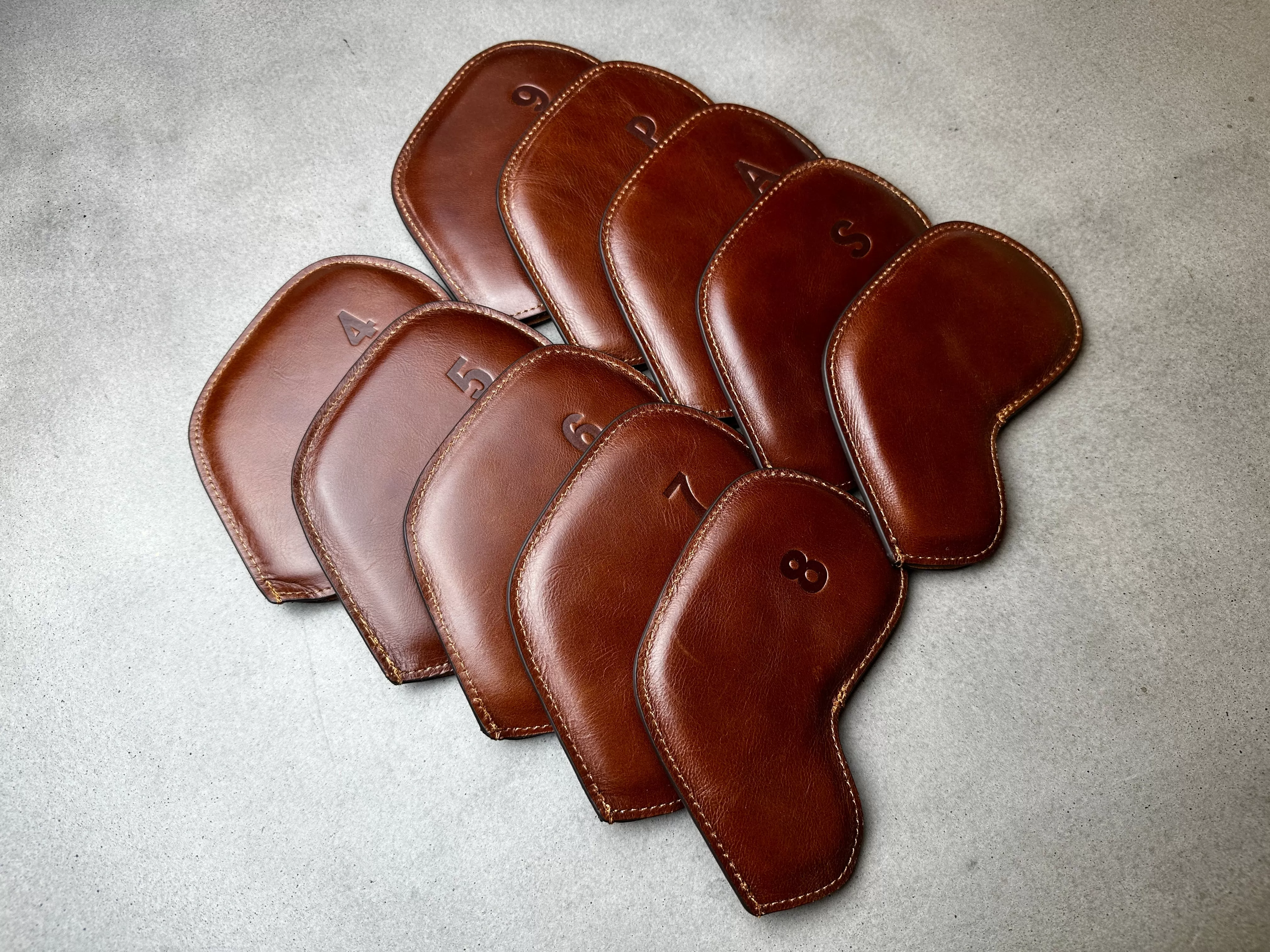 Fujimoto Golf Iron Headcovers Brown Leather