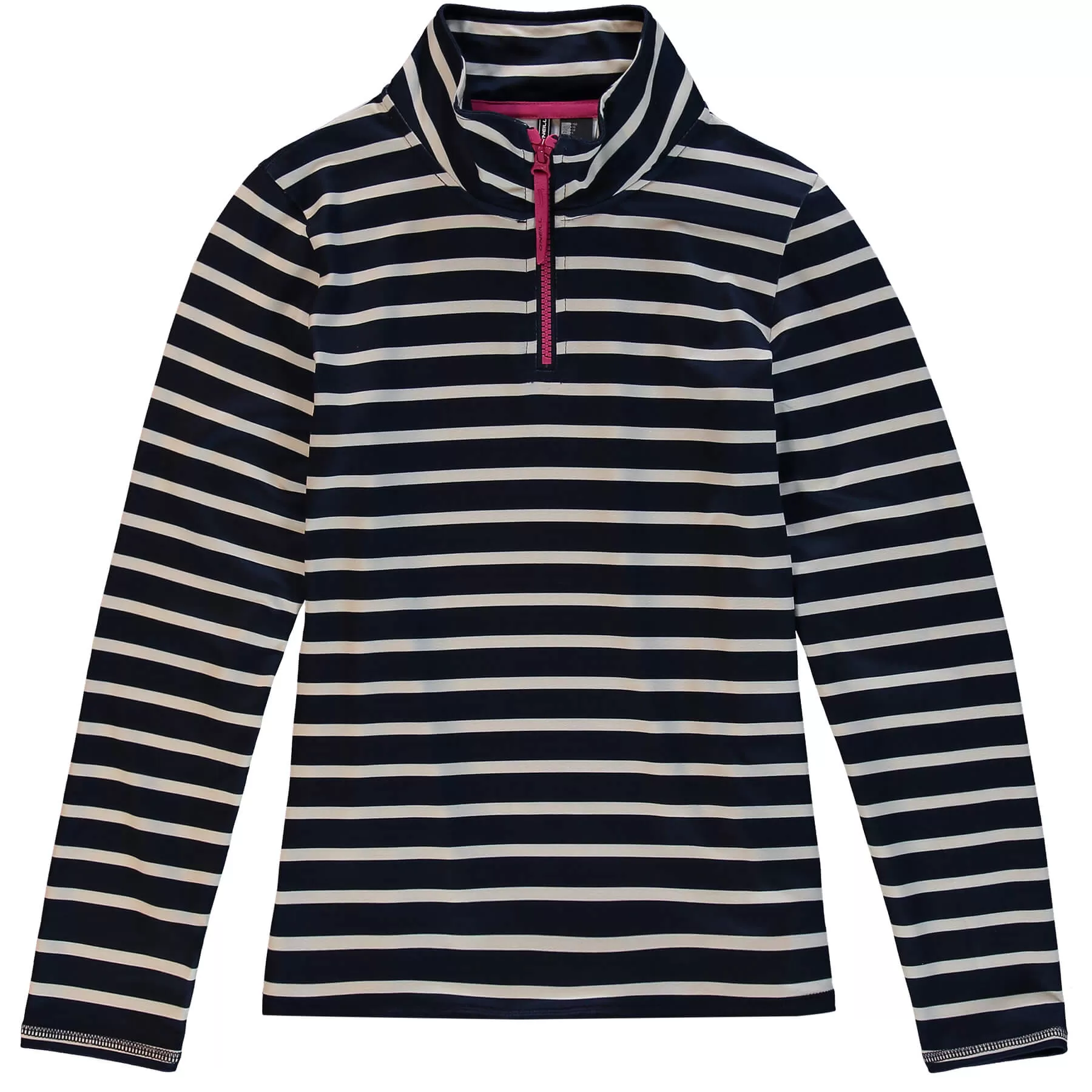 Girls Stripe Snow Fleece Half Zip - Blue AOP / White