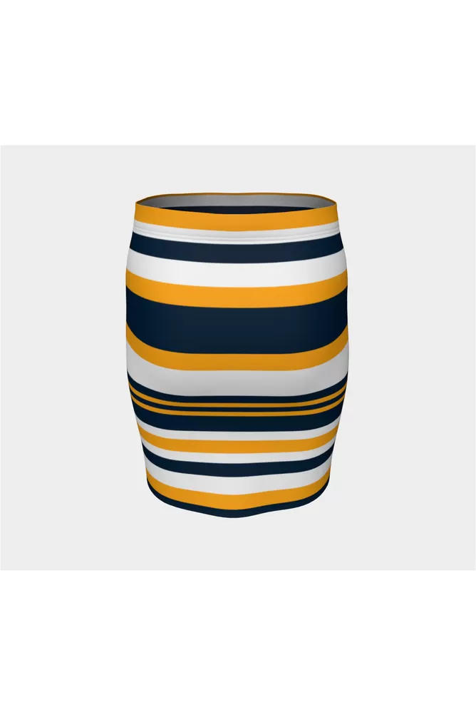 Goldie Blue Bold Stripes Fitted Skirt