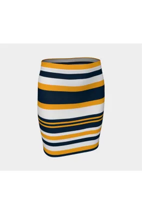 Goldie Blue Bold Stripes Fitted Skirt