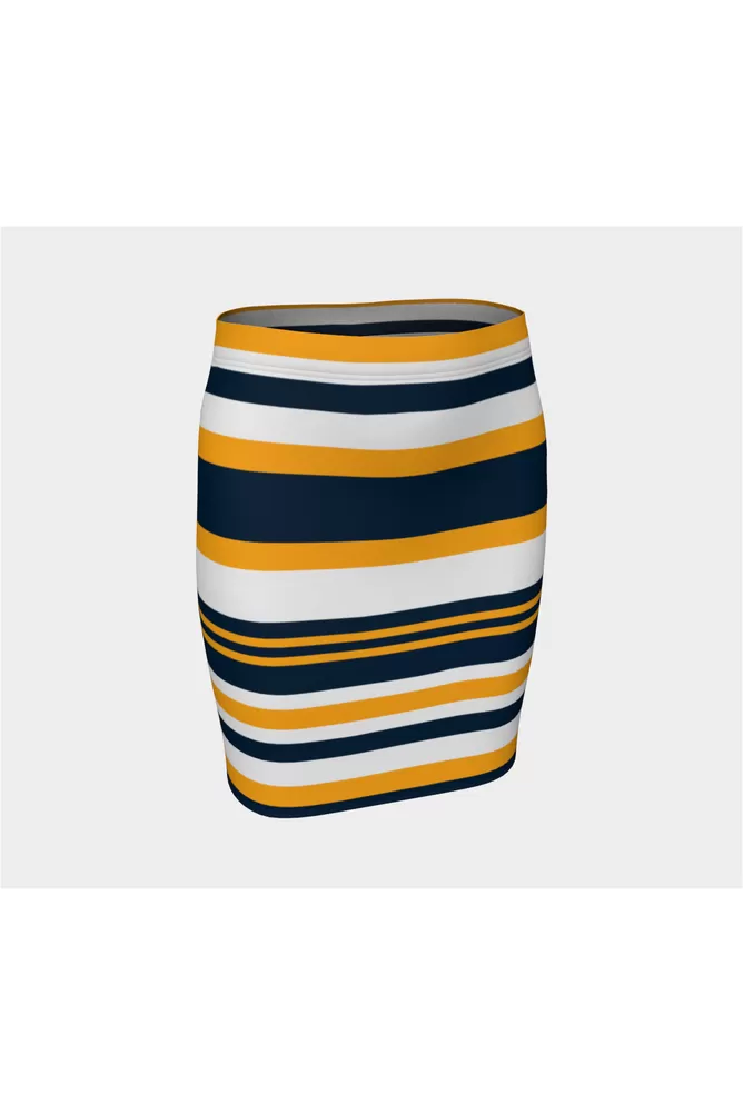 Goldie Blue Bold Stripes Fitted Skirt