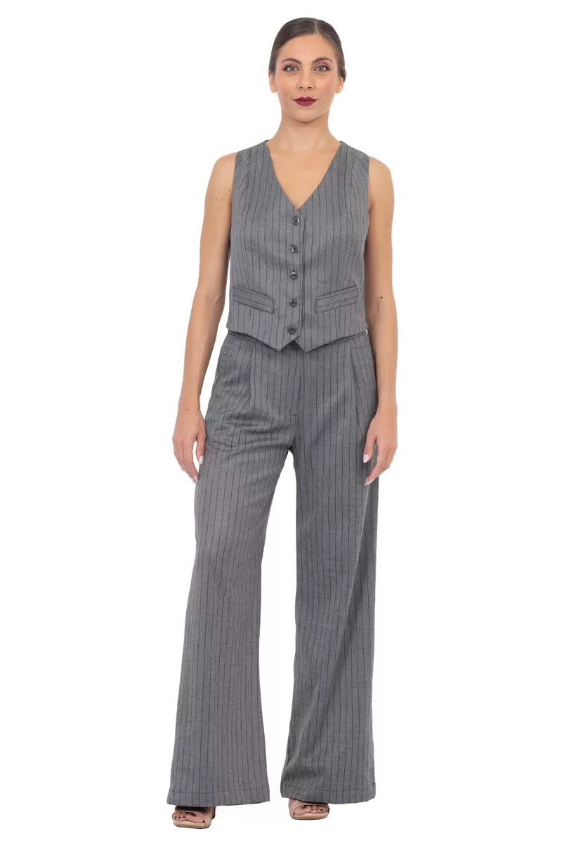 Gray Pinstripe Women's Suit Vest