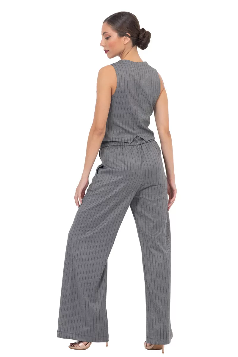 Gray Pinstripe Women's Suit Vest