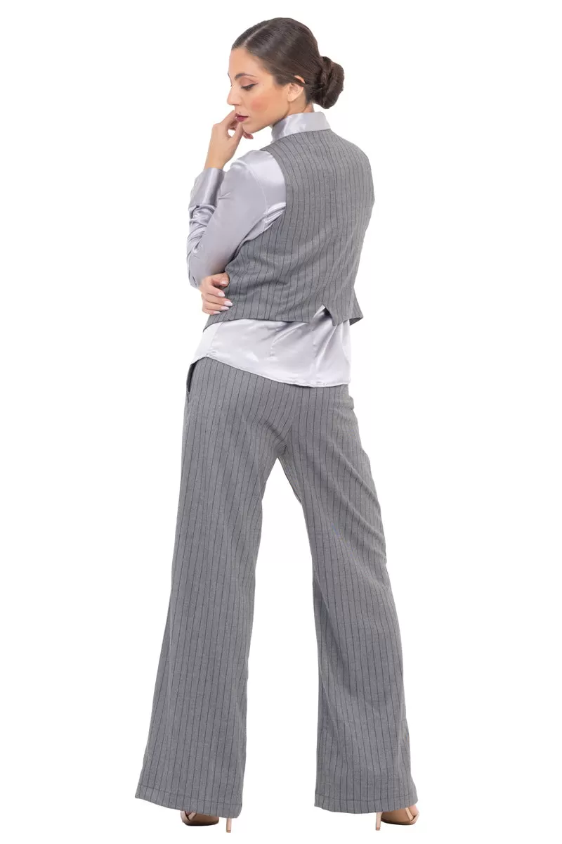 Gray Pinstripe Women's Suit Vest