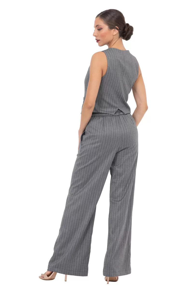 Gray Pinstripe Women's Suit Vest