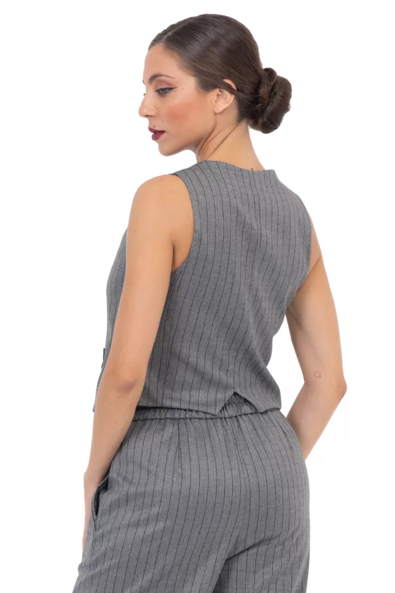 Gray Pinstripe Women's Suit Vest