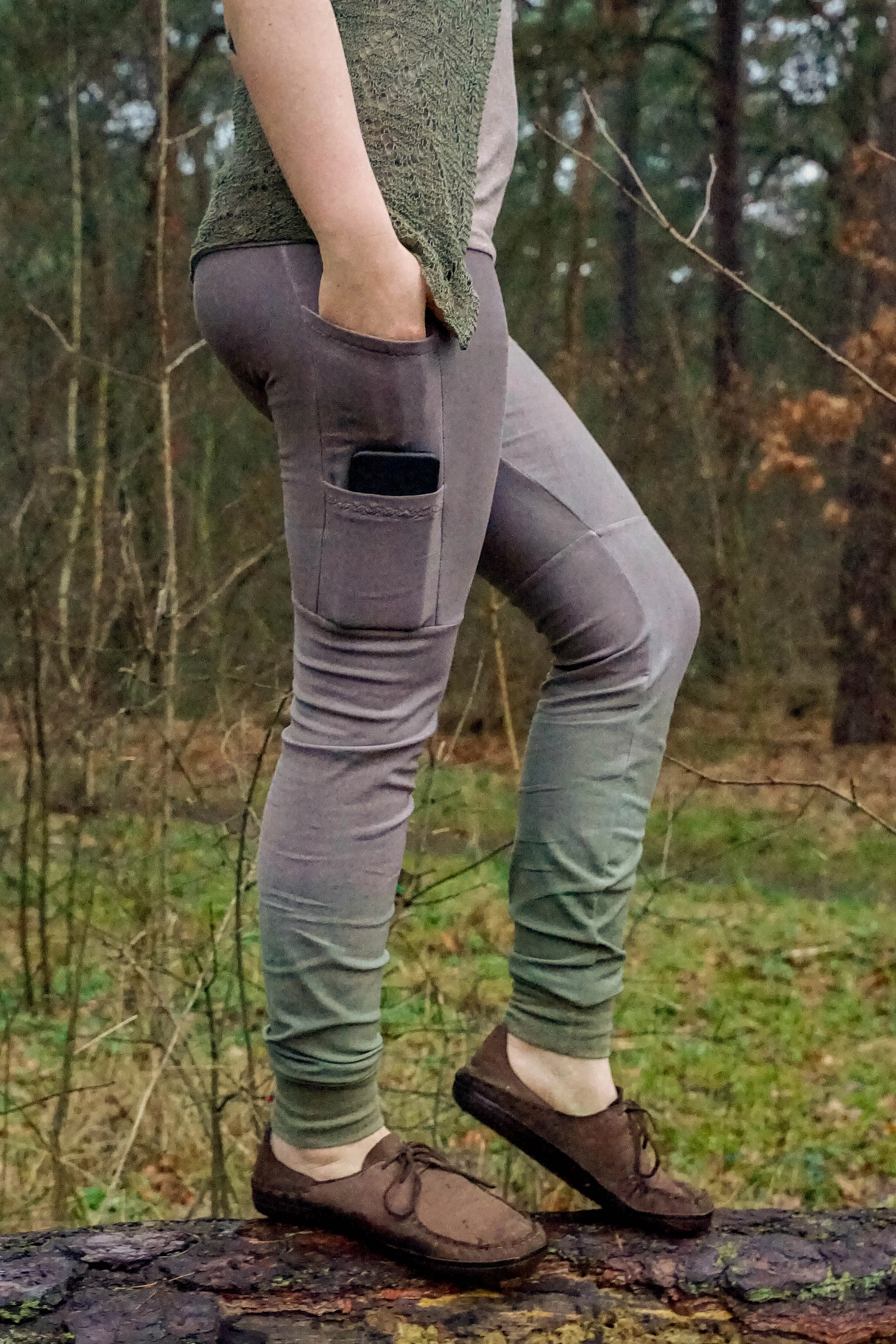 Größe 38/40 - Leggins mit Taschen - Wintersweat