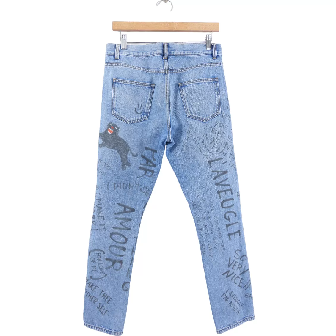 Gucci Blue Denim Jeans with Panther / Script - S