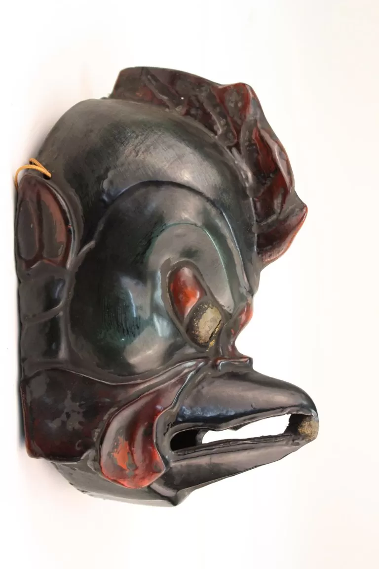 Japanese Carved Wood Mask of Tengu