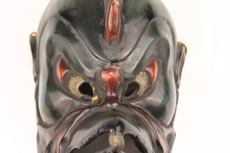 Japanese Carved Wood Mask of Tengu