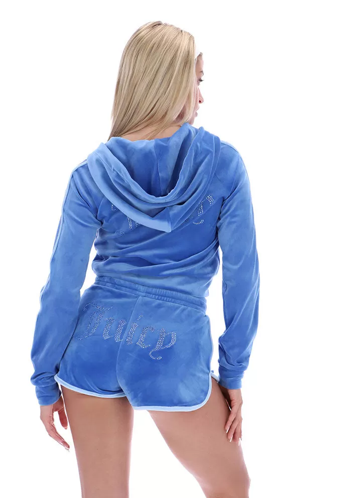 Juicy Couture Madison Contrast Velour Hoodie - Ultramarine